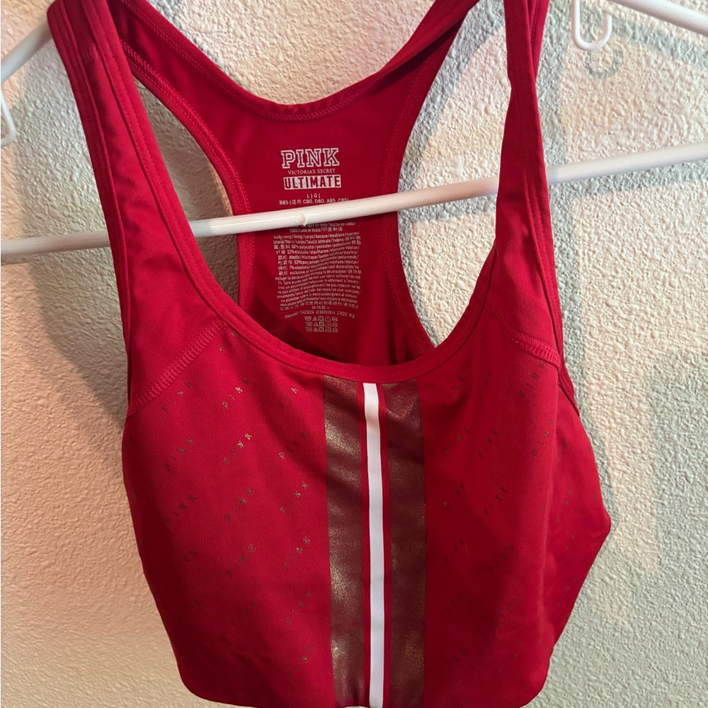 PINK Victoria's Secret Red and White Sports Bra